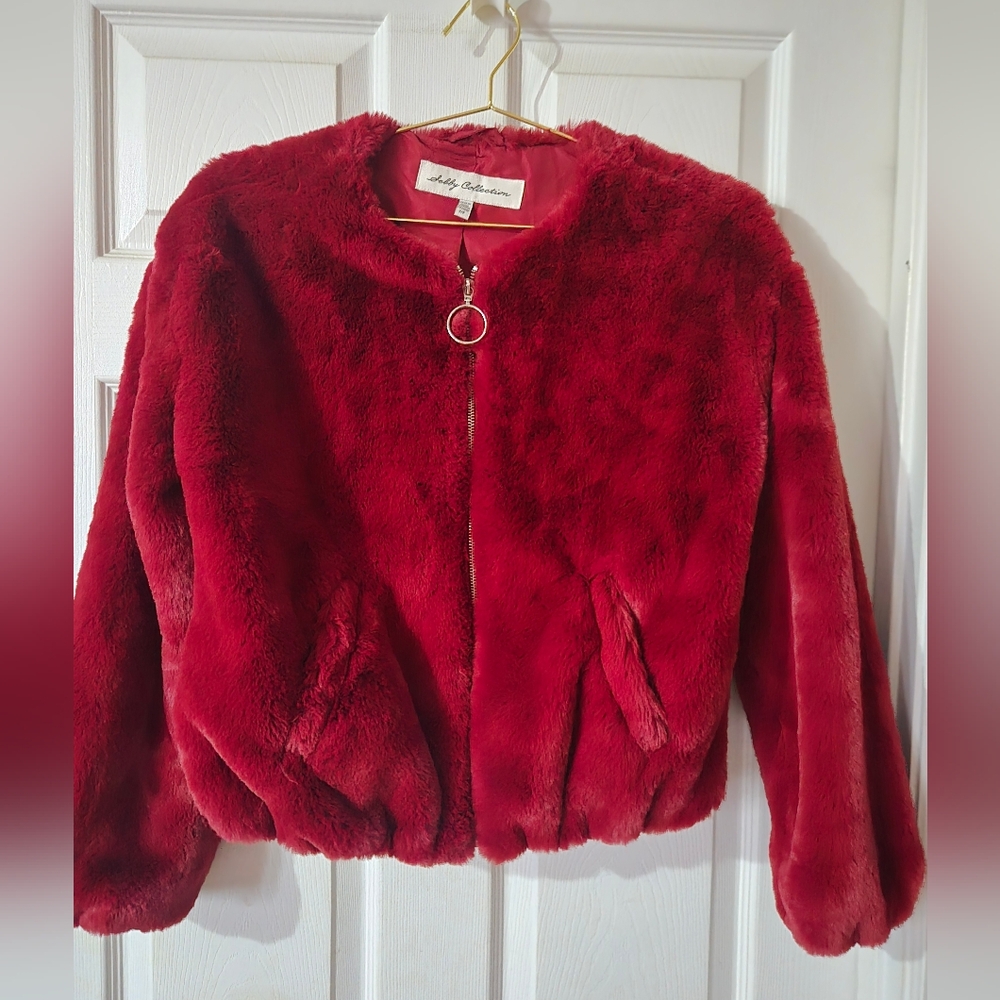 Red Teddy Jacket Size Small